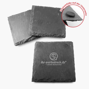 Schieferuntersetzer, Grau, mit Gravur (1-seitig: Kleine Fläche), 30 Stück