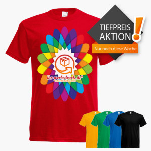 T-Shirts Baumwolle Farbig, Gelb - XL, mit Aufdruck (10 x 10 cm), 10 Stück