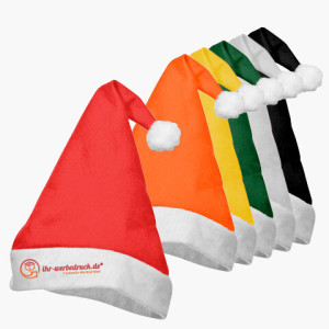 Weihnachtsmütze, Rot, mit Aufdruck (1-seitig: Mehrfarbig), 40 Stück