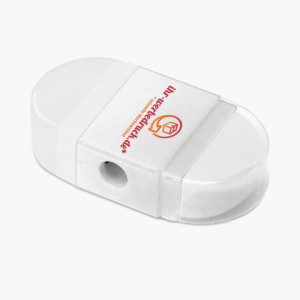Radiergummi + Spitzer Weiß, Weiß, mit Aufdruck (1-seitig: 1-farbig), 300 Stück
