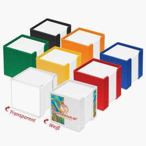 Zettelbox Standard, Weiß, mit Aufdruck  (1-seitig: Mehrfarbig), 30 Stück