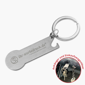 Einkaufschip Metall mit Flaschenöffner, Metall, mit Gravur (1-seitig), 100 Stück