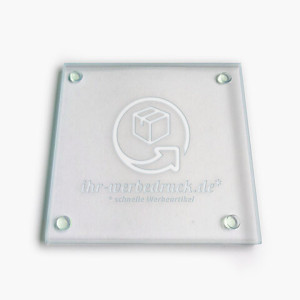 Glasuntersetzer, Transparent, mit Gravur (1-seitig), 30 Stück