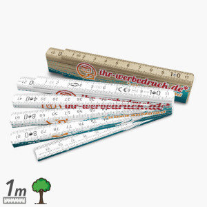 Zollstock HOLZ weiß - 1m, Weiß, mit Aufdruck (1-seitig: Mehrfarbig), 50 Stück