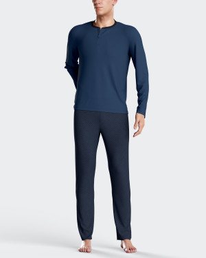 IMPETUS Pijama de hombre estampado en Algodón AZUL