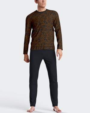 IMPETUS Pijama de hombre estampado en Algodón Modal MARRÓN (L)