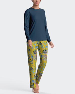 IMPETUS Pijama estampado de mujer en algodón modal AMARILLO