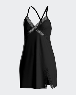 IMPETUS Camisón de tirantes en Lyocell NEGRO
