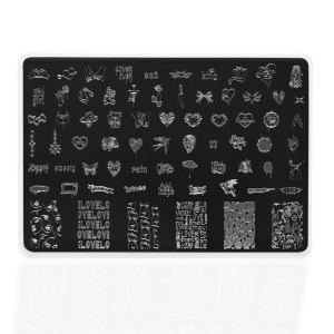 Indigo Nails Love 2 stamping plate - blaszka do stempli w dużym rozmiarze, 70 wzorów  1 SZT