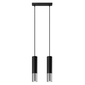 Lampa sufitowa tuba czarny/chrom 2xGU10 Loopez SL.0941 Sollux lighting