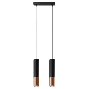 Lampa sufitowa tuba czarny/miedź 2xGU10 Loopez SL.0947 Sollux lighting