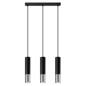 Lampa wisząca tuba czarny/chrom 3xGU10 Loopez SL.0942 Sollux lighting