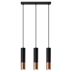 Lampa wisząca czarny/miedź tuba 3xGU10 Loopez SL.0948 Sollux lighting