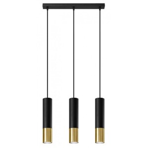 Czarno-złota lampa wisząca tuba 3xGU10 Loopez SL.0954 Sollux lighting