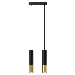 Lampa sufitowa tuba czarno-złota 2xGU10 Loopez SL.0953 Sollux lighting