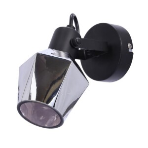 Kinkiet czarny matowy - klosz dymiony E14 15W RANDI AQW1/11 CANDELLUX