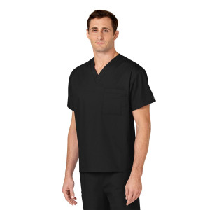 WonderWORK Unisex V Neck Scrub Top (Clothing Size: XS, Colour: Black)