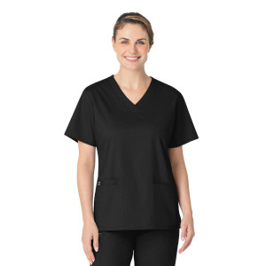 WonderWORK Women's V Neck Scrub Top (Clothing Size: XS, Colour: Black)