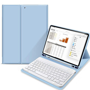 Hoes Met Toetsenbord Hoesje Lichtblauw - Mobiq Hoes Met Toetsenbord - Geschikt voor iPad Mini 6 (2021),iPad Mini 7 (2024)