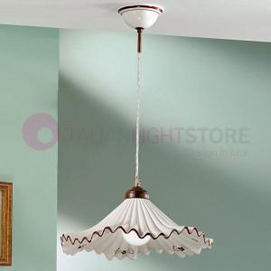 Anna Lampada A Sospensione In Ceramica Stile Rustico - Rosso