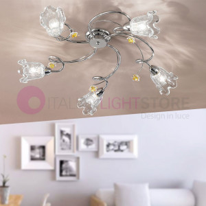 Betta Plafoniera A Soffitto A 5 Luci Cromato Moderno