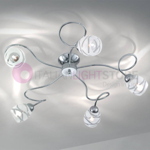 Camilla Plafoniera A Soffitto A 5 Luci Cromato Moderno