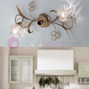 Sofia Lampada A Parete E Soffitto Plafoniera 2 Luci Stile Classico Rustico
