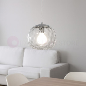 Perenz Skin 6466tr – Lampada A Sospensione In Vetro Martellato Trasparente Ø30 Cm