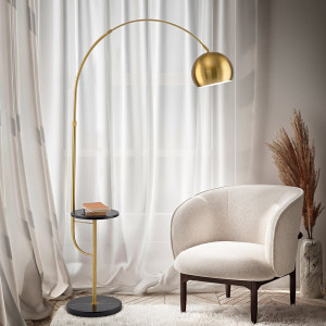 Perenz Tableau 8410ob – Lampada Da Terra Con Base E Tavolino In Marmo