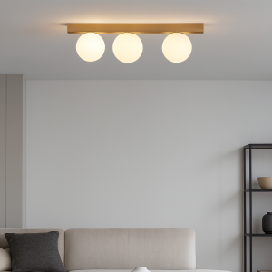 Perenz Snooky 8480or – Plafoniera Moderna L. 60 Cm In Metallo Oro Opaco E Vetri Soffiati
