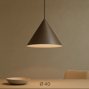 Perenz Iconic 8406gr – Sospensione Cono In Metallo Grigio E Marrone Metallizzato Ø40 Cm
