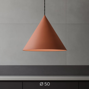 Perenz Iconic 8408e– Sospensione Cono In Metallo Terracotta Ø50 Cm