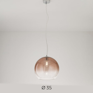 Perenz Planet 8524e – Lampada A Sospensione In Vetro Soffiato Marrone Sfumato Ø35 Cm