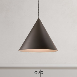 Perenz Iconic 8408gr – Sospensione Cono In Metallo Grigio E Marrone Metallizzato Ø50 Cm