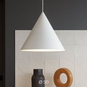 Perenz Iconic 8408b – Sospensione Cono In Metallo Bianco Ø50 Cm