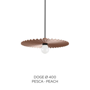 Linea Light Doge Ca022abeezz – Sospensione Moderna In Metallo Texturizzato Rosa Pesca Ø 40 Cm