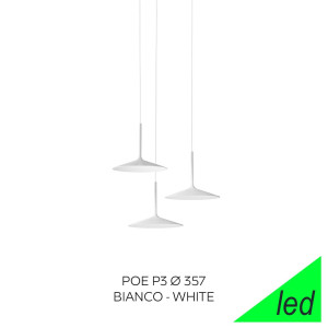 Linea Light Poe P3 8355 – Sospensione Led Moderna 3 Luci In Metallo Texturizzato Bianco