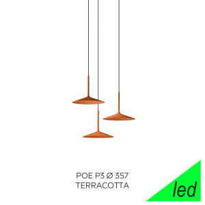 Linea Light Poe P3 8359 – Sospensione Led Moderna 3 Luci In Metallo Texturizzato Terracotta