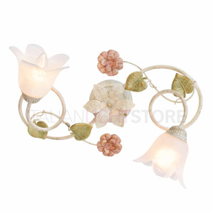 Spring Plafoniera A 2 Luci In Ferro Decorato Stile Floreale