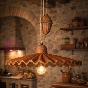 Pisa Sospensione Saliscendi Rustico In Ceramica Decorata