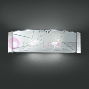 Delta Lampada A Parete Moderna 51x16 Vetro Satinato