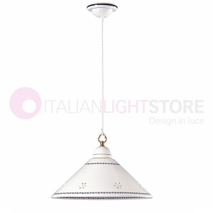 Massarosa Lampada A Sospensione In Ceramica Decorata Ø40 Cm - Blu