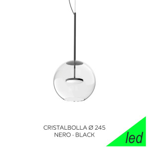 Linea Light Cristalbolla Ca092dbbwdi – Sospensione Moderna Led Nera Con Vetro Trasparente Ø24,5cm 3000k