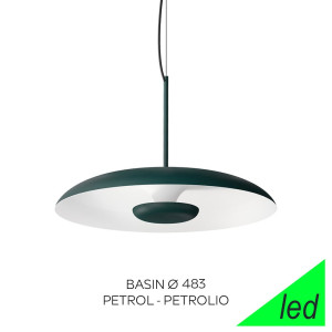 Linea Light Basin Ca070dgbwdi – Sospensione Led Moderna Verde Petrolio Ø48,3 Cm 3000k