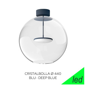 Linea Light Cristalbolla Ca091dluwdi – Plafoniera Led Moderna Blu Scuro Con Vetro Trasparente Ø44 Cm 3000k