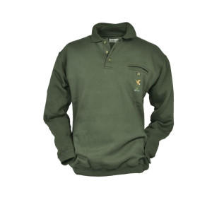 Hubertus Sweatshirt mit Polokragen S