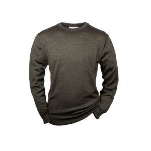 Hubertus Pullover Rundhals oliv/braun 58