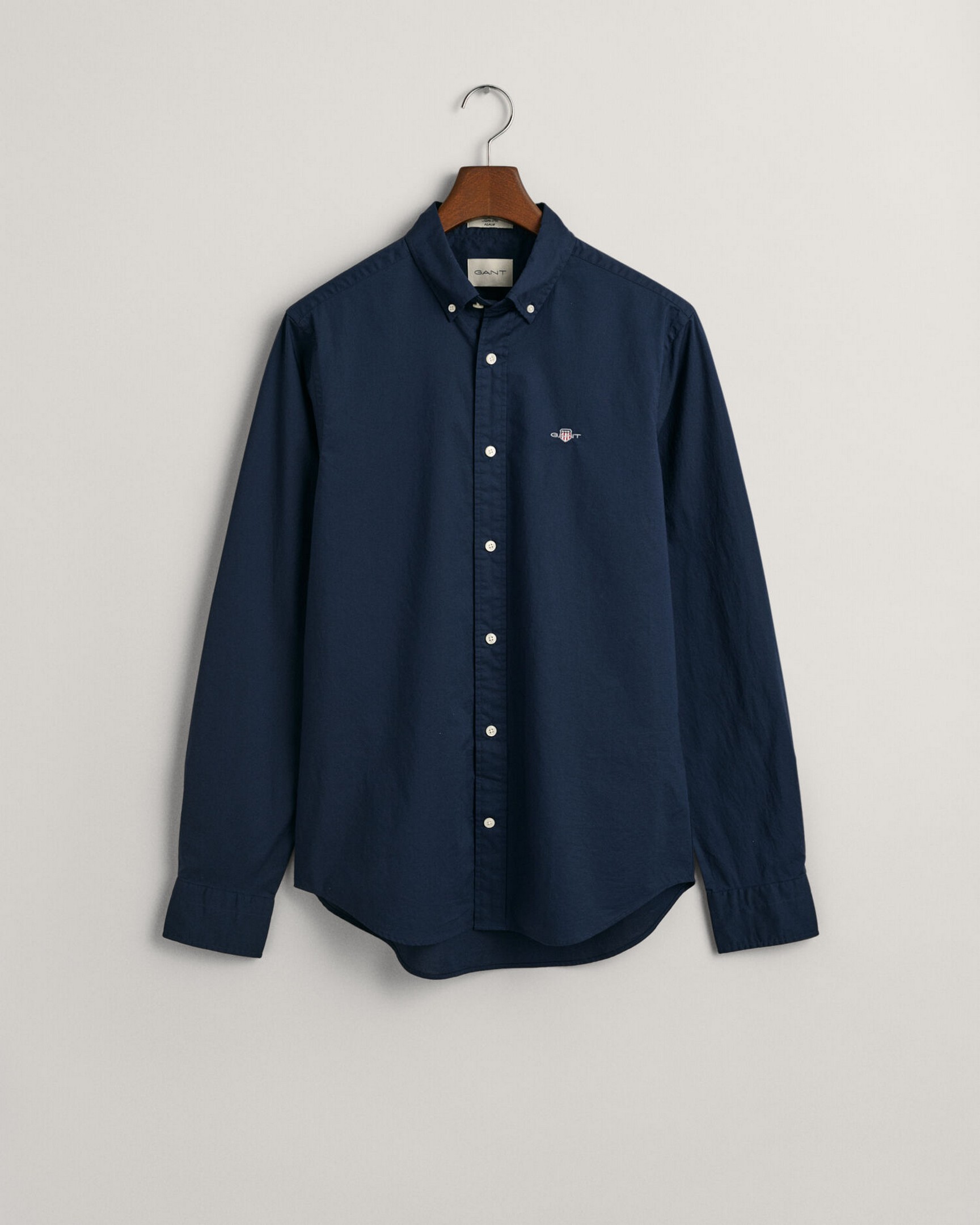 Overhemd Poplin Uni Slim Button Down Subtle GANT Shield Embroidery Marine / male