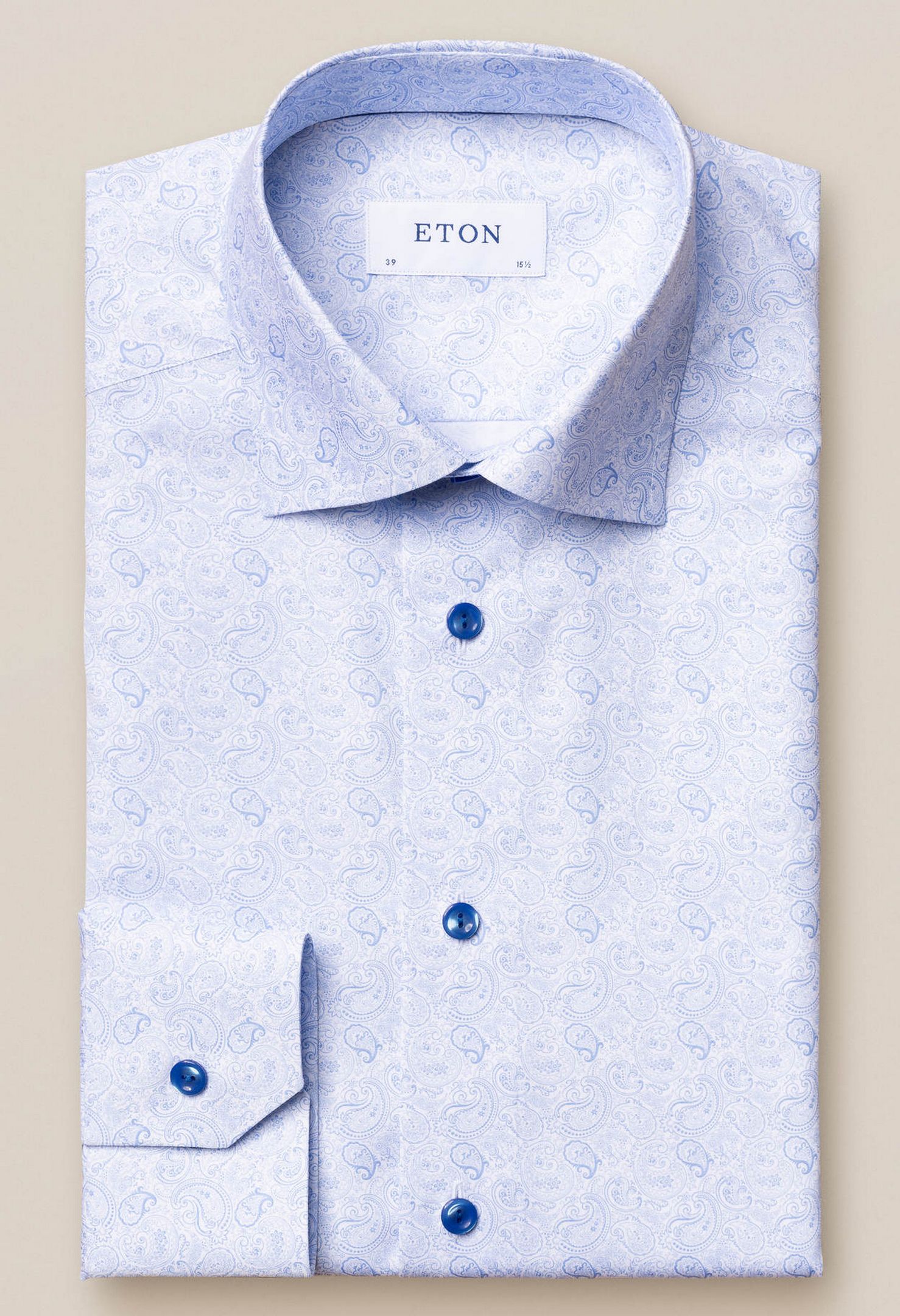 Eton Overhemd Poplin Light Paisley Licht Blauw / male