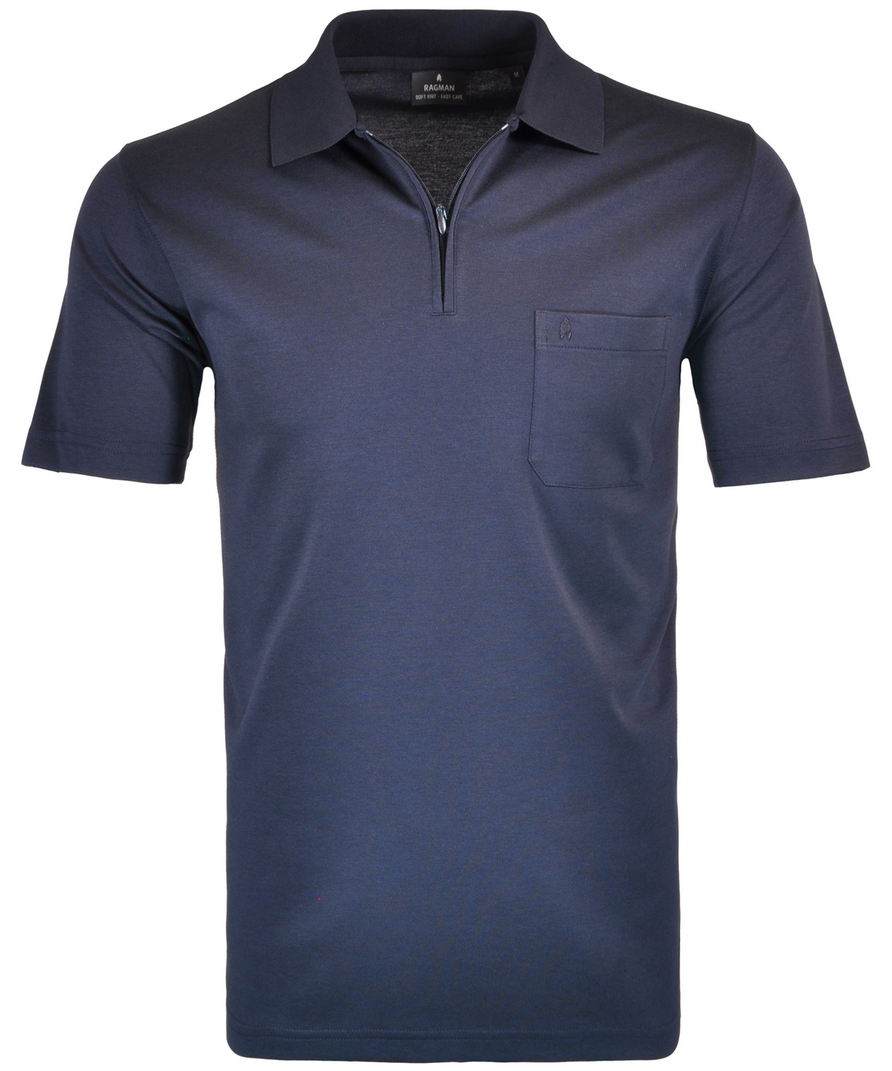 Ragman Uni Easy Care Zipper Poloshirt Pima Cotton Mix Marine / male